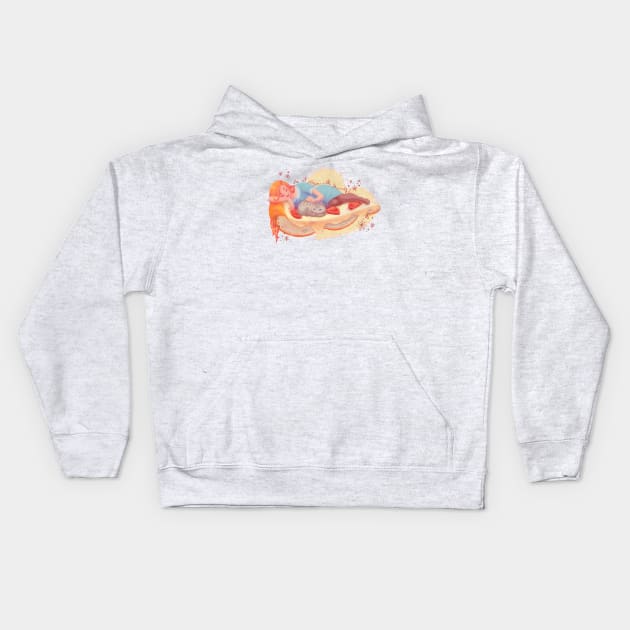 At Pizza with Yourself Kids Hoodie by ginaromoart